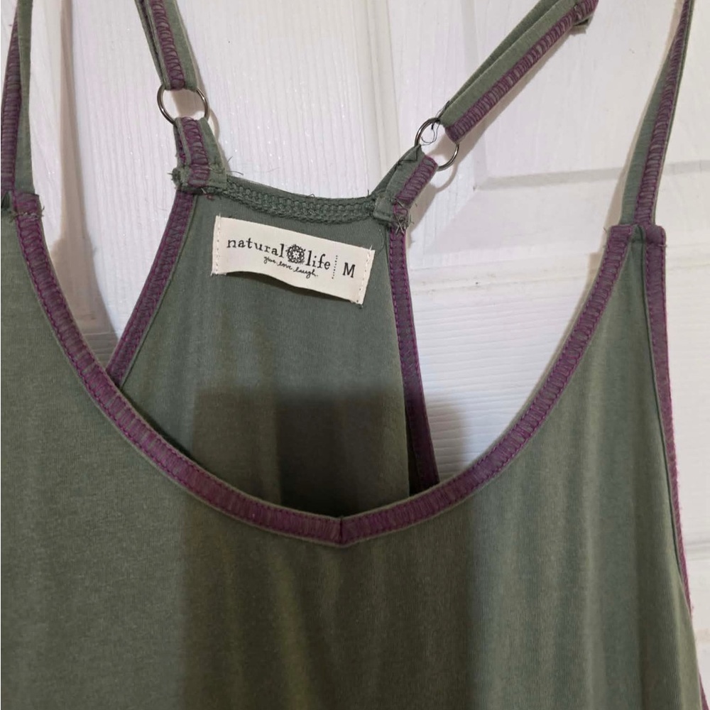 Olive Green natural life  Romper with Contrast Trim - Picture 2 of 11